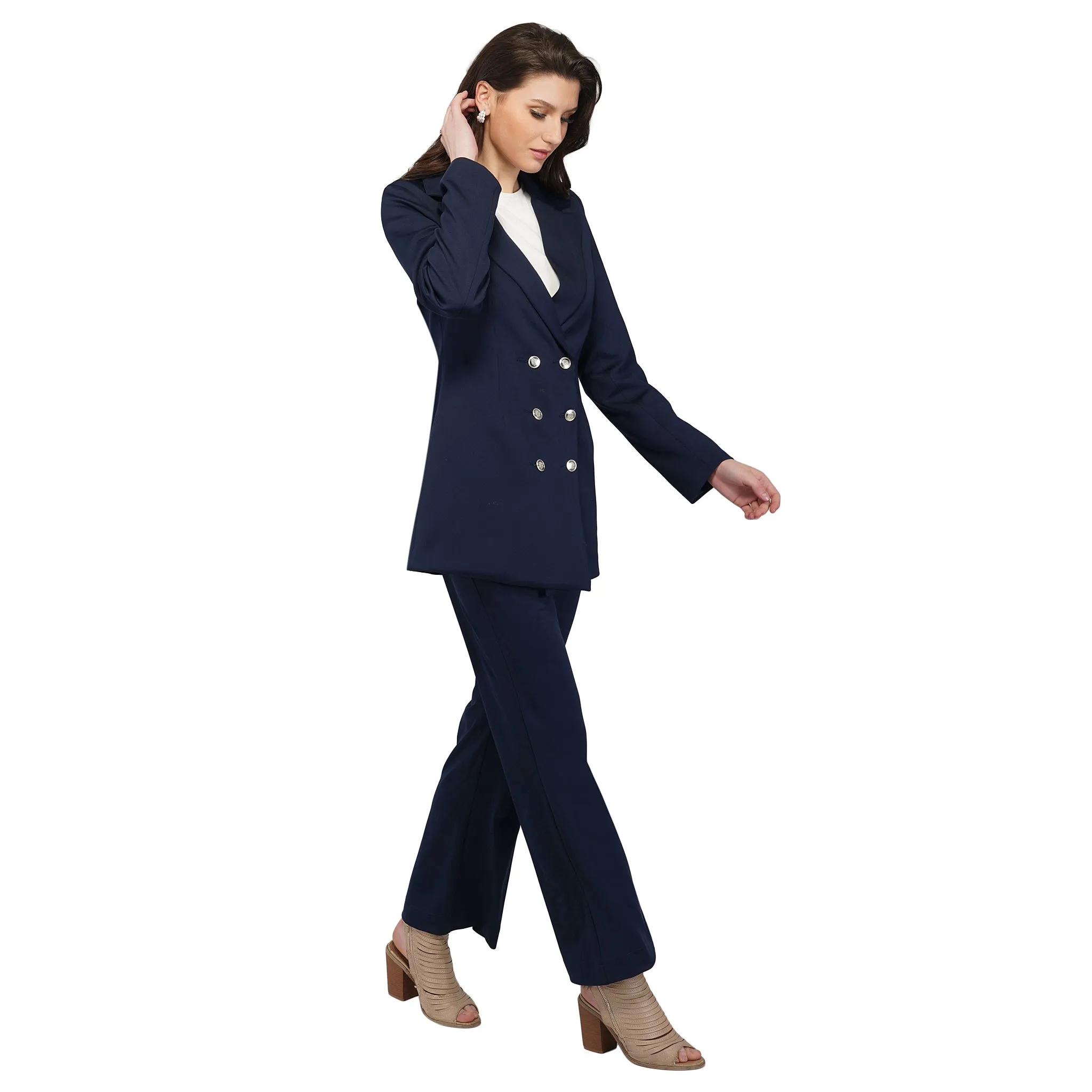 SLAY. Women's Formal Navy Blue Blazer Pant Co-ord Set