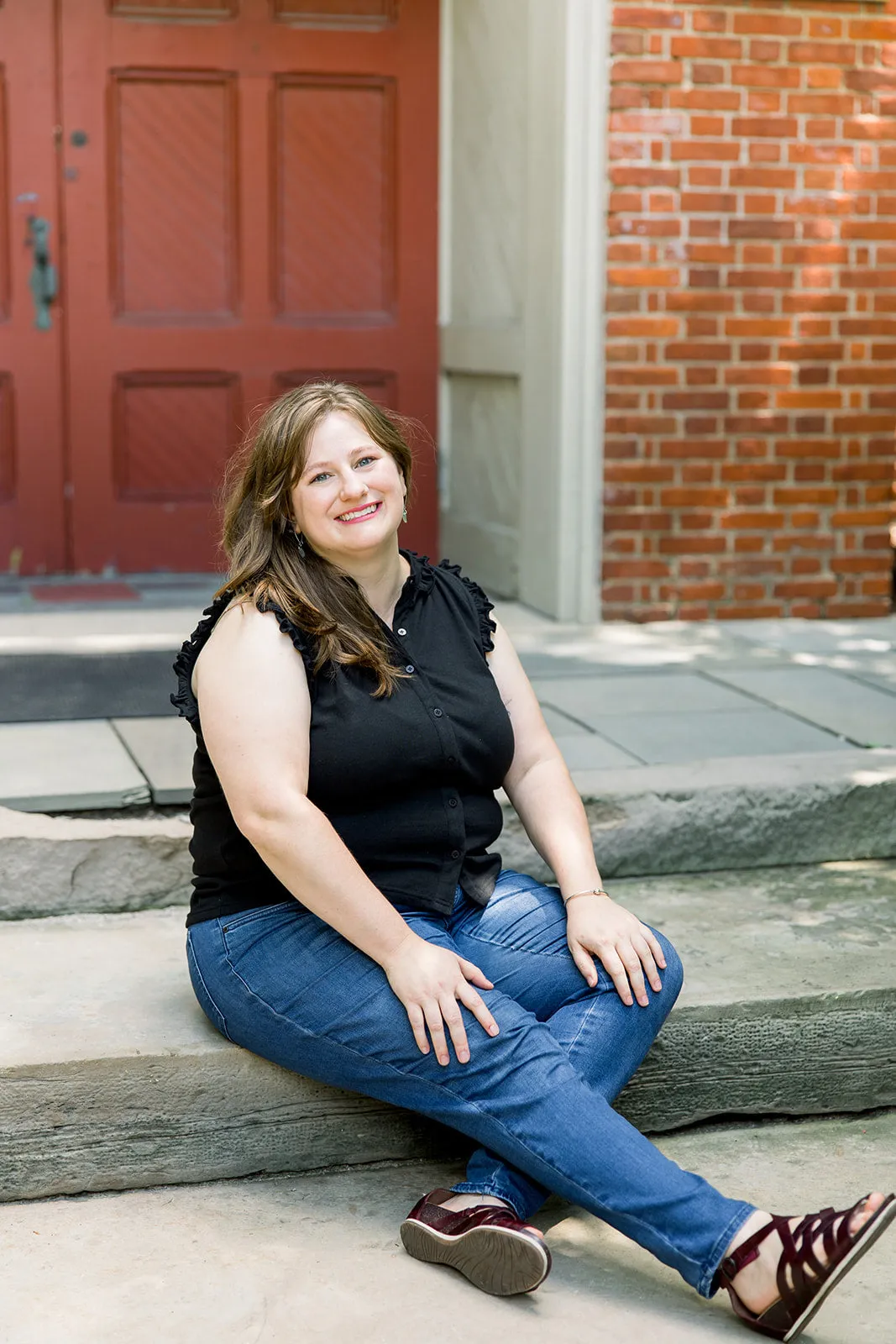 Sleeveless Ruffle Button-Up Shirt