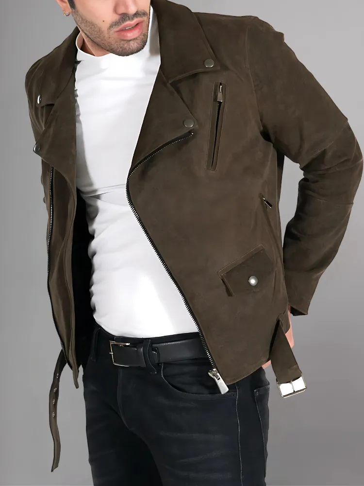 Slim Tan Brown Biker Leather Jacket