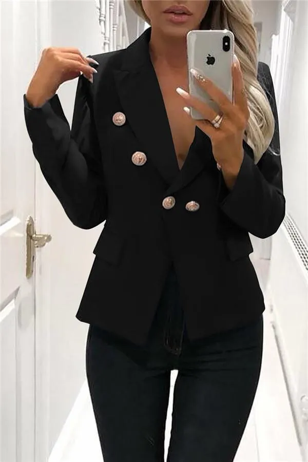 Solid Color Buttons Blazer