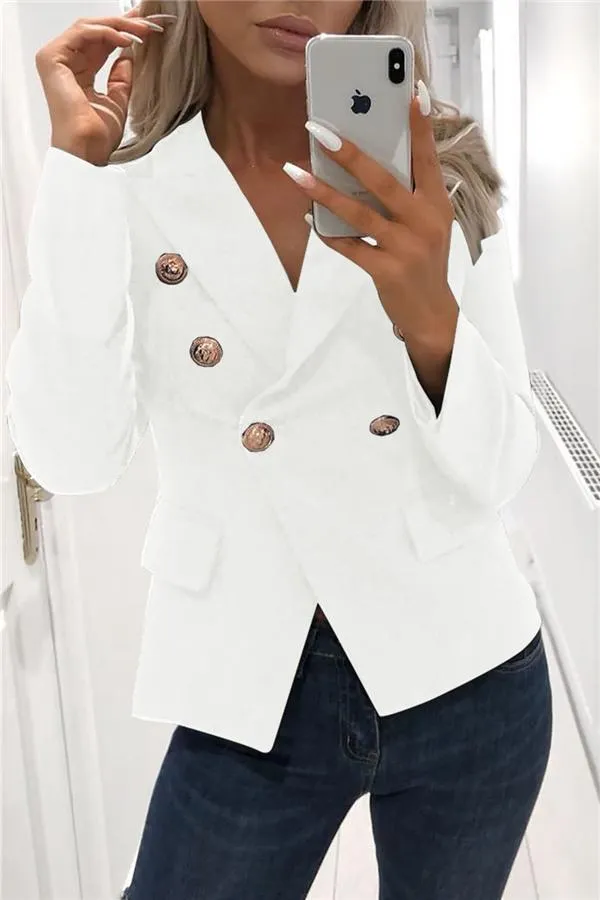 Solid Color Buttons Blazer