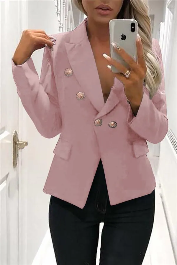 Solid Color Buttons Blazer