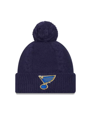 ST. LOUIS BLUES LADIES NEW ERA NOTE CABLE POM KNIT - NAVY