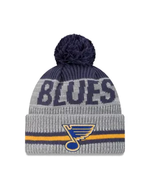 ST. LOUIS BLUES NEW ERA NOTE RUNNER POM KNIT - GREY/NAVY