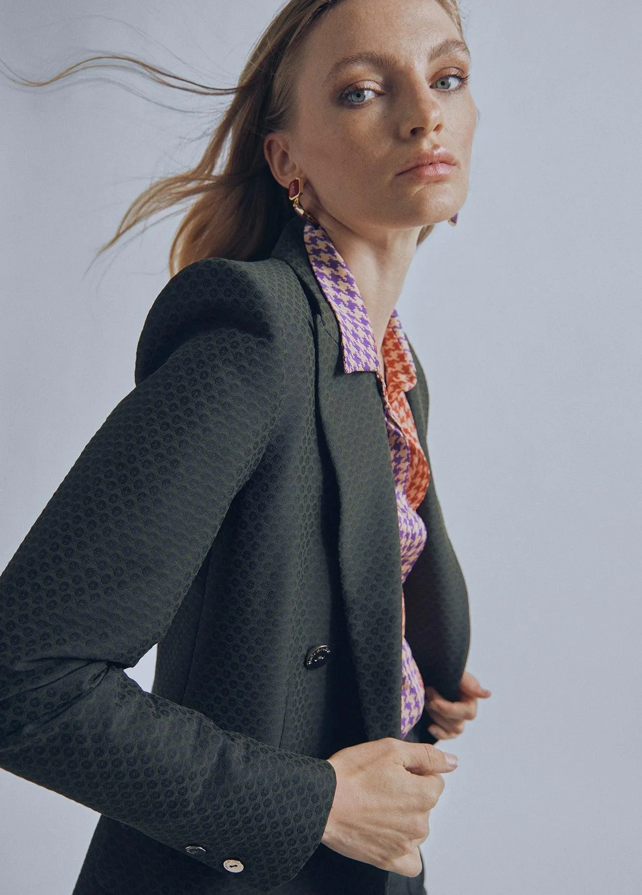 Stretch jacquard blazer