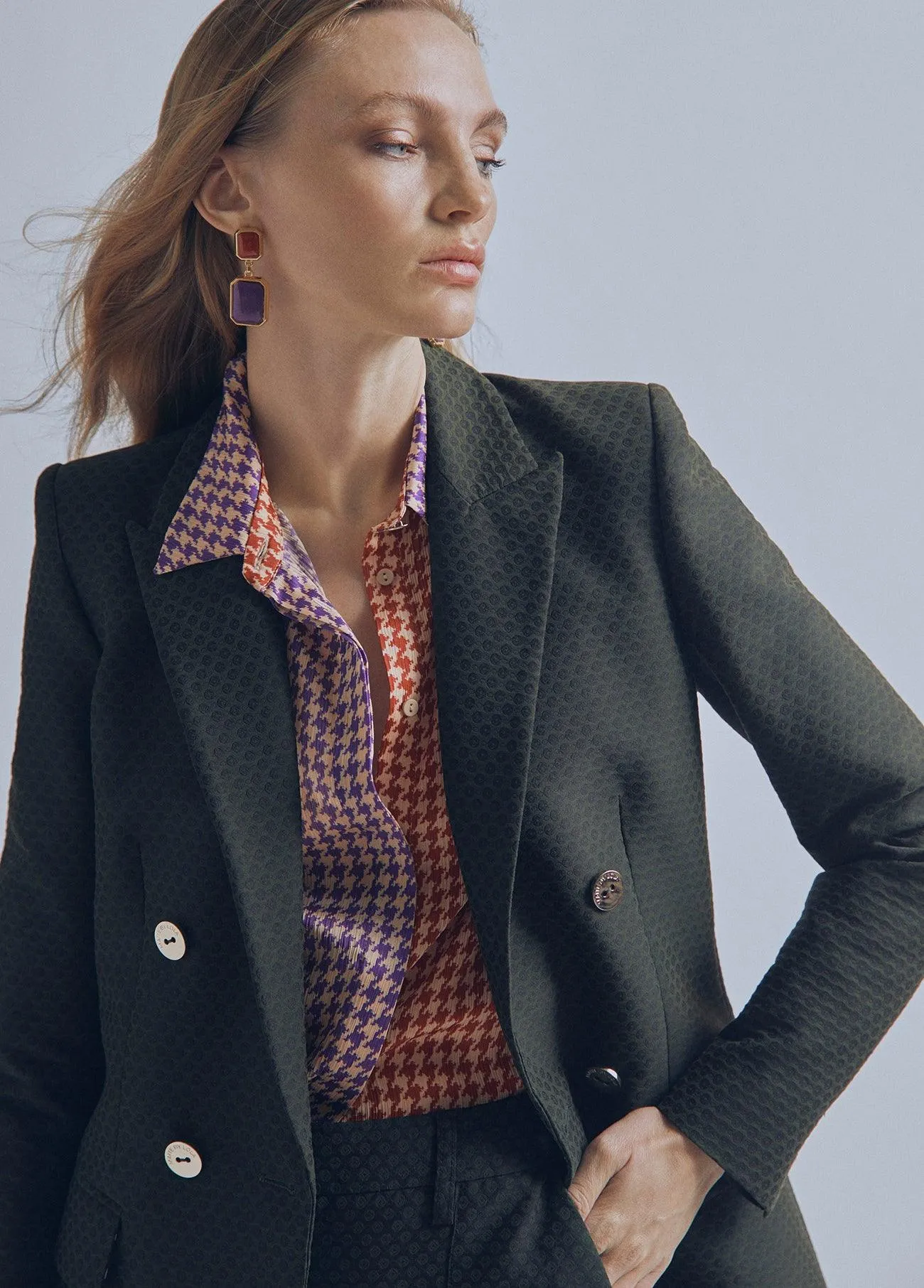 Stretch jacquard blazer