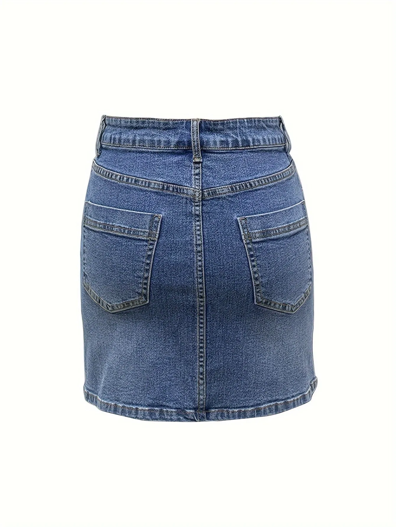 Stylish High-Waist Bodycon Denim Mini Skirt - Women Denim Skirts with Pockets, Casual Summer Fashion, Comfortable and Flattering Fit for Various Body Types