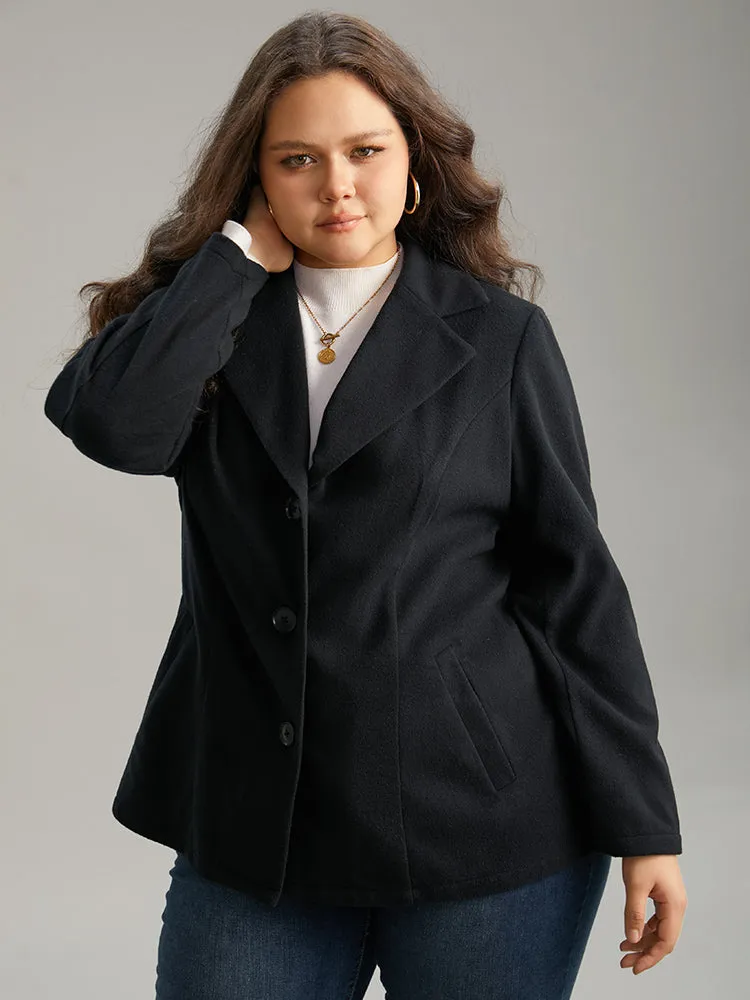 Suit Collar Plain Button Up Waistline Inside Coat