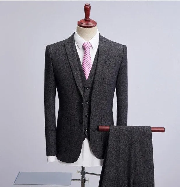 Suit for Men Jacket Single Breasted Woolen Suits Slim Fit