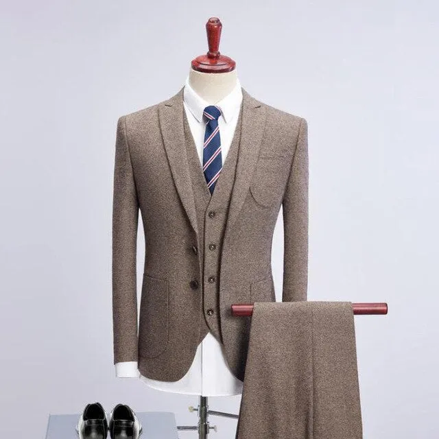 Suit for Men Jacket Single Breasted Woolen Suits Slim Fit