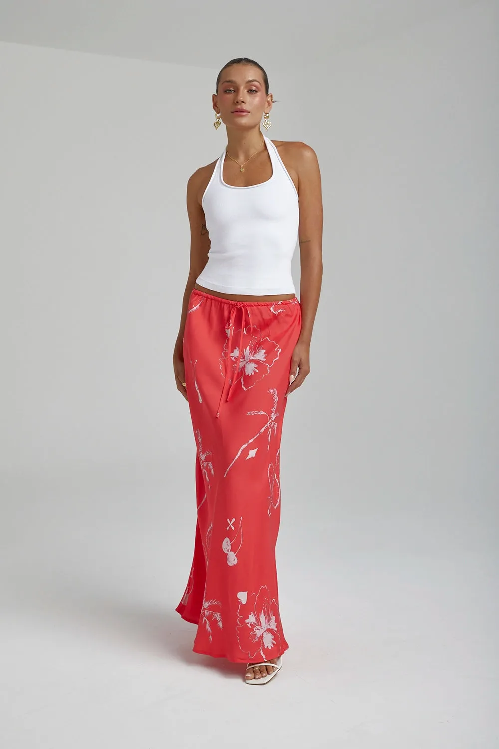 SUMMI SUMMI | RELAXED MAXI SKIRT - RED DRAGON OF HEARTS