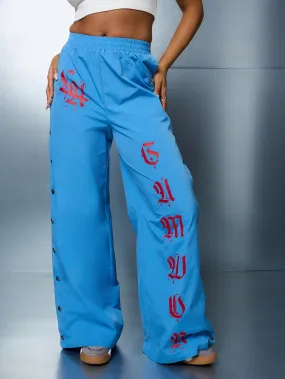 SUMWON WOMEN Pull On Wide Leg Side Popper Graphic Joggers