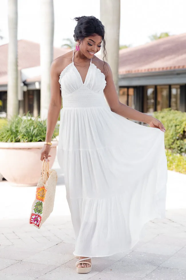 Take A Breath White Tiered Smocked Top Maxi Dress FINAL SALE