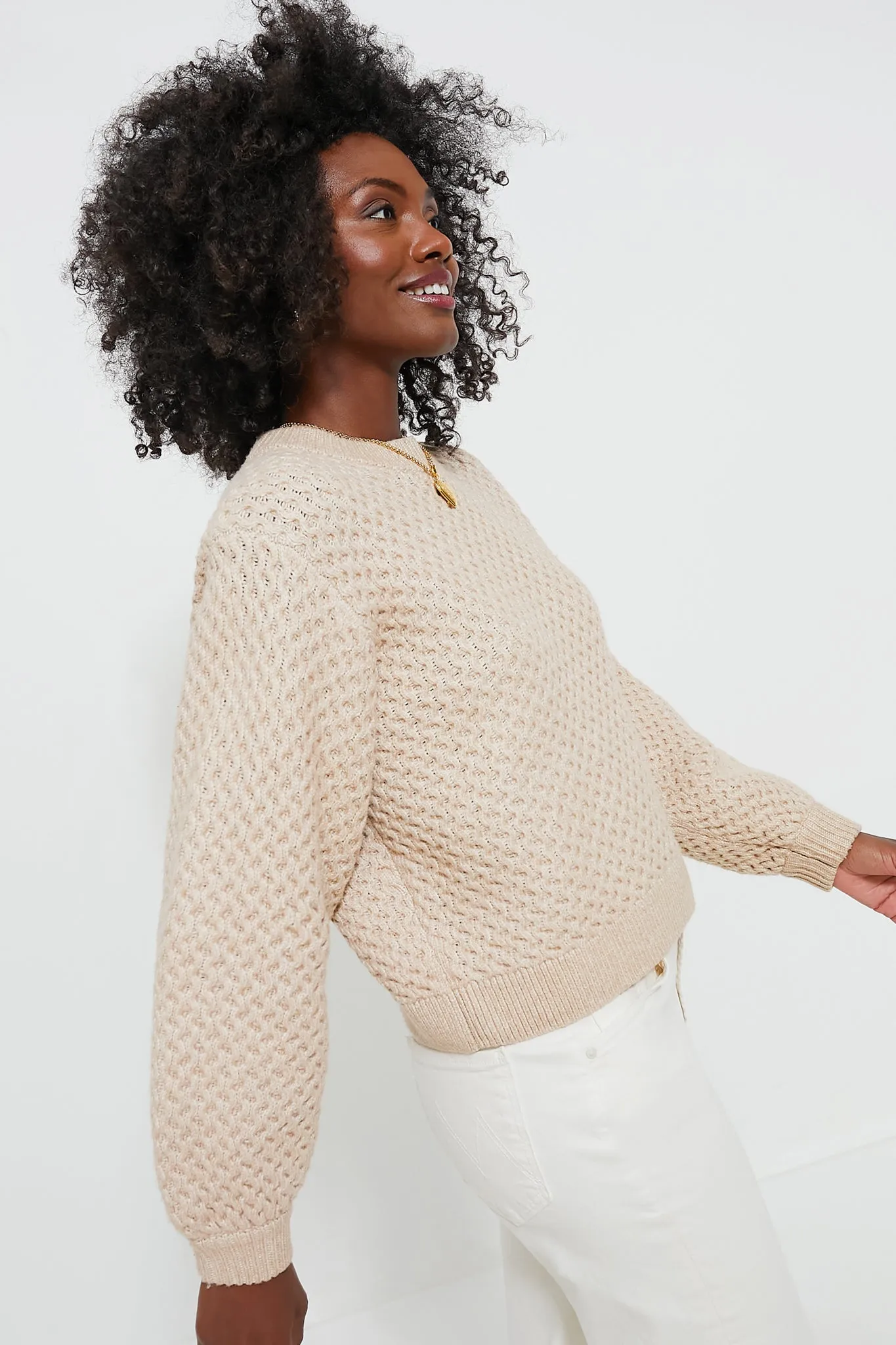 Tan Honeycomb Hayden Crewneck