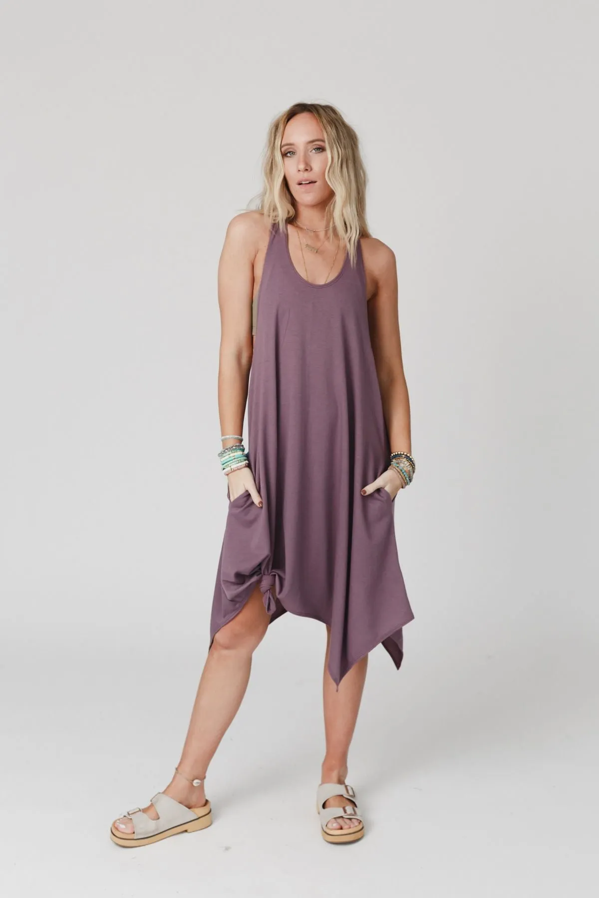 The Nest Morning Dew Uneven Edge Mini Dress - Lavender