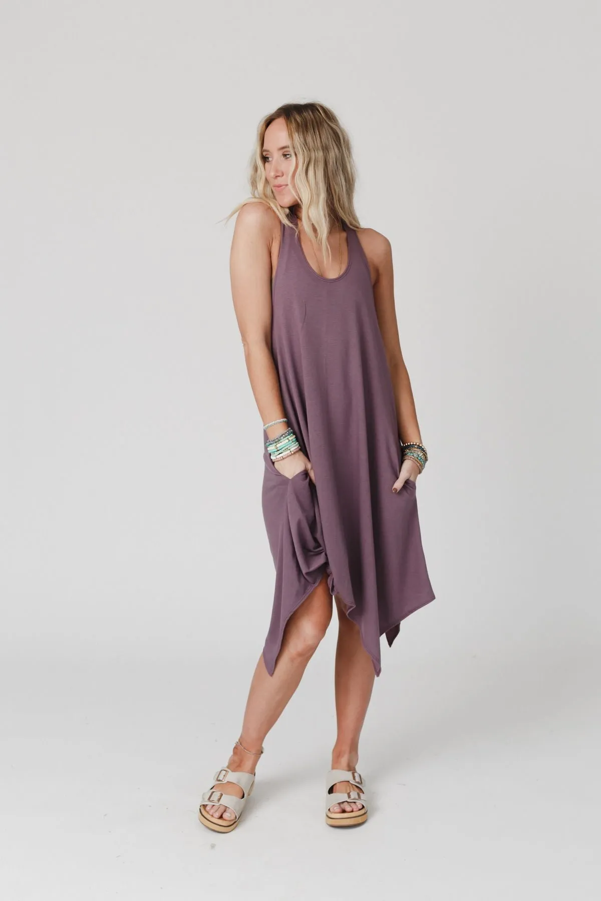 The Nest Morning Dew Uneven Edge Mini Dress - Lavender