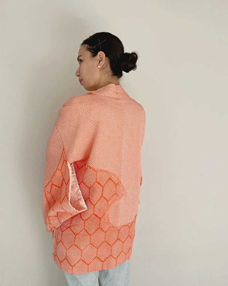 Tortoise in coral Haori Kimono Jacket