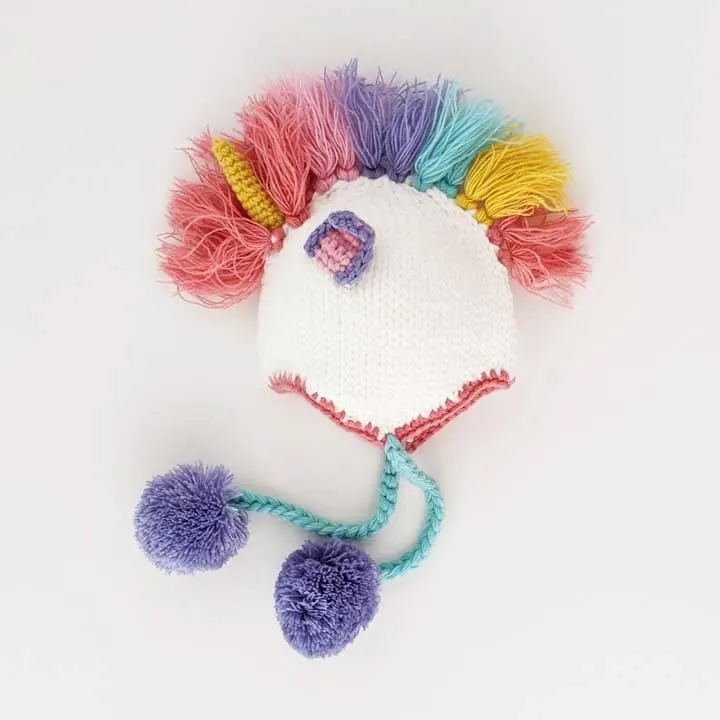 Unicorn Pastel Earflap Beanie Hat