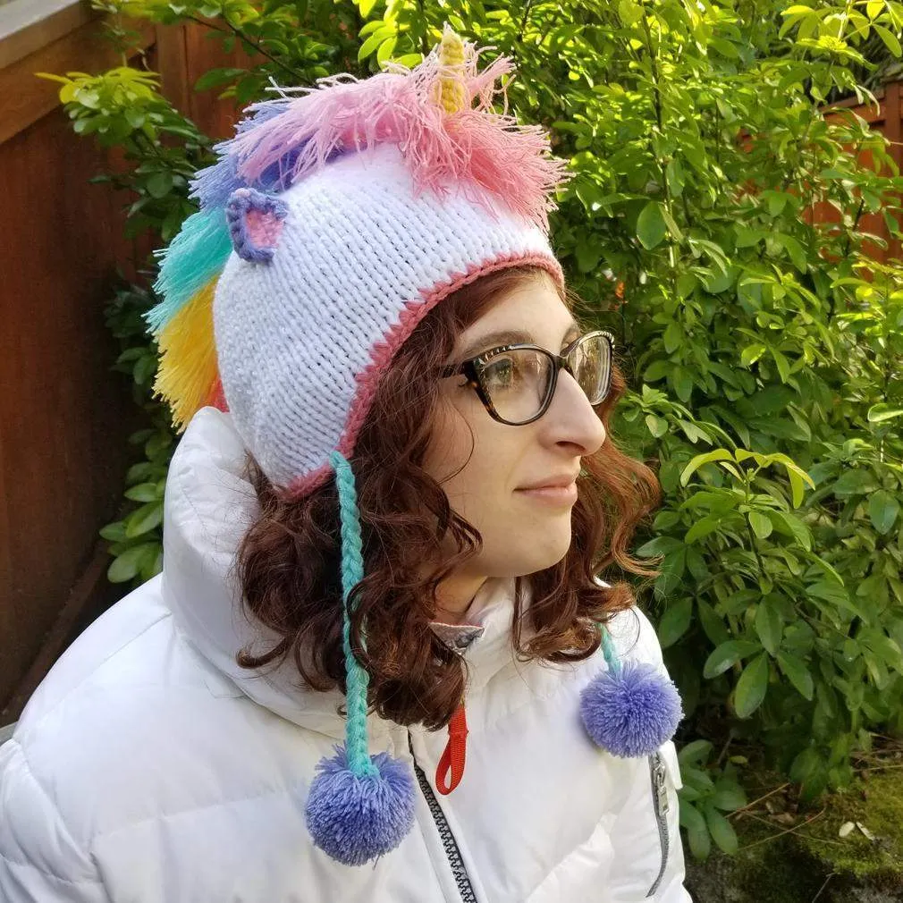 Unicorn Pastel Earflap Beanie Hat