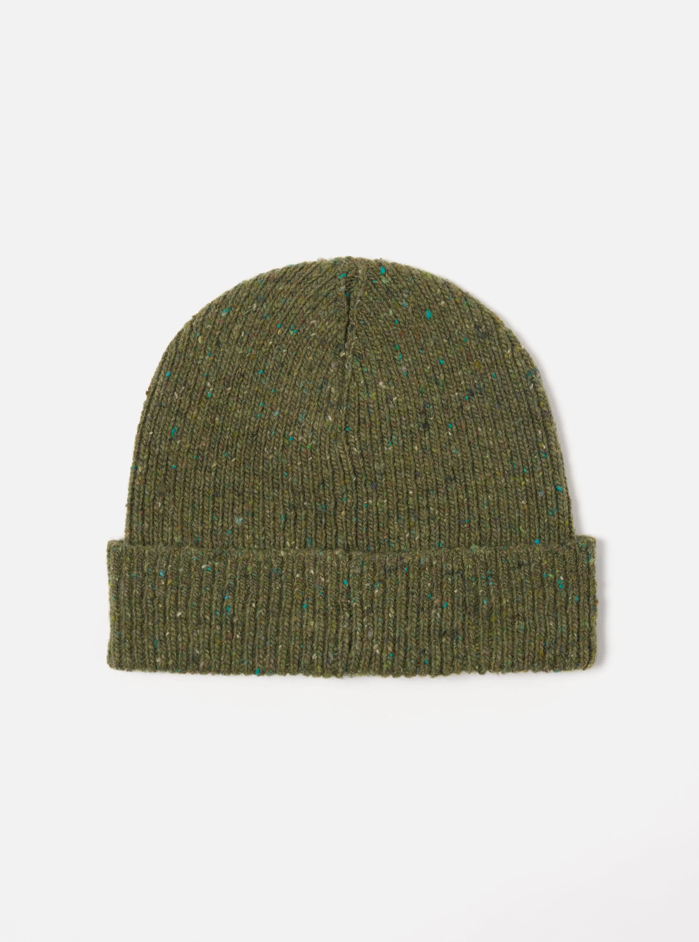 Universal Works Watch Cap in Green Tweed Knit