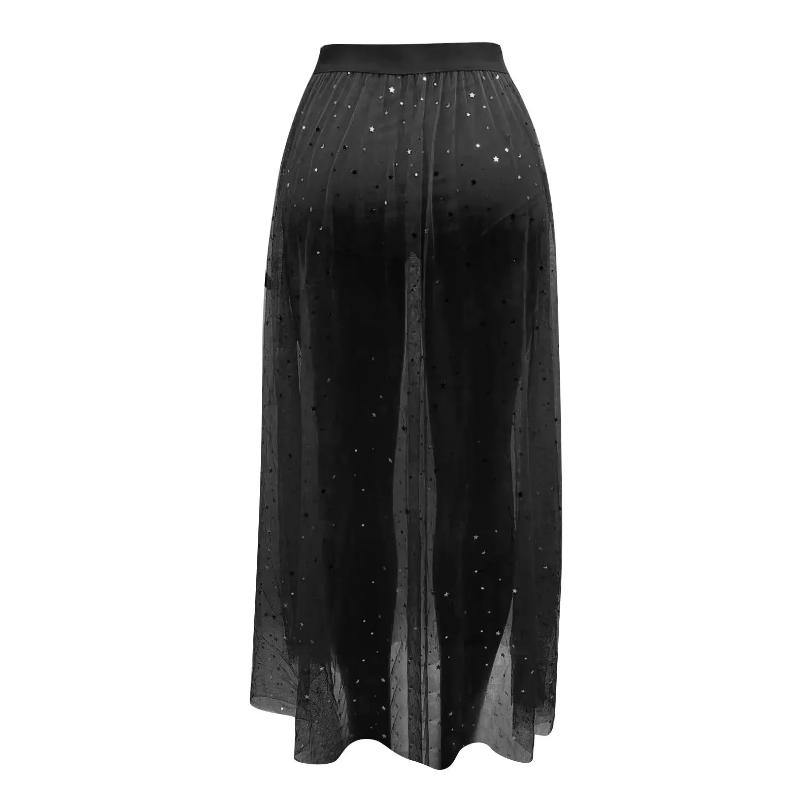 Uniwim Women's Sheer Mesh Skirt  2 In 1 High Waist Sexy Galaxy Print A Line Maxi Skirt Chic And Elegant Club Evening Skirt Dress Female