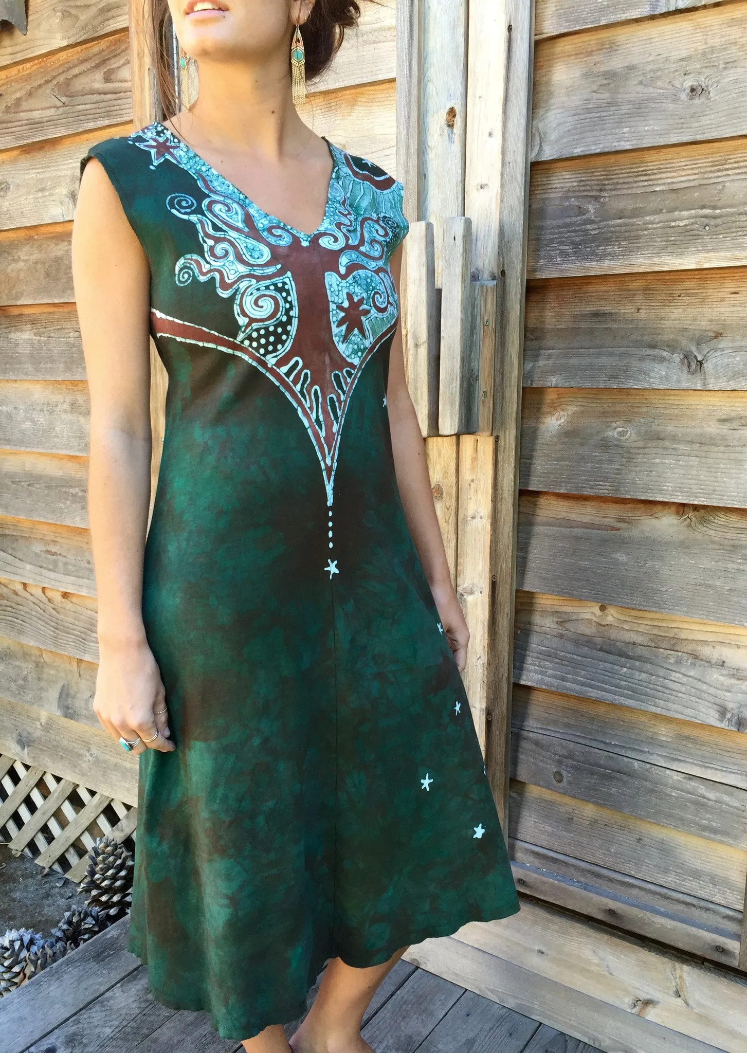 Usnea in the Oak Tree Organic Cotton Batik Dress