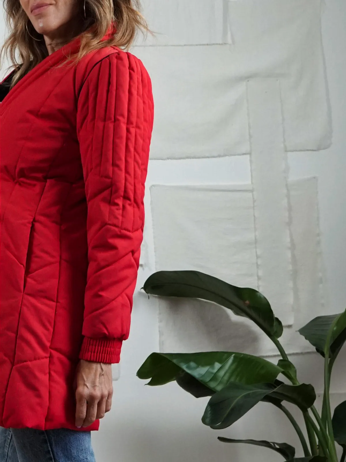 Vintage Red Quilted Puff Coat