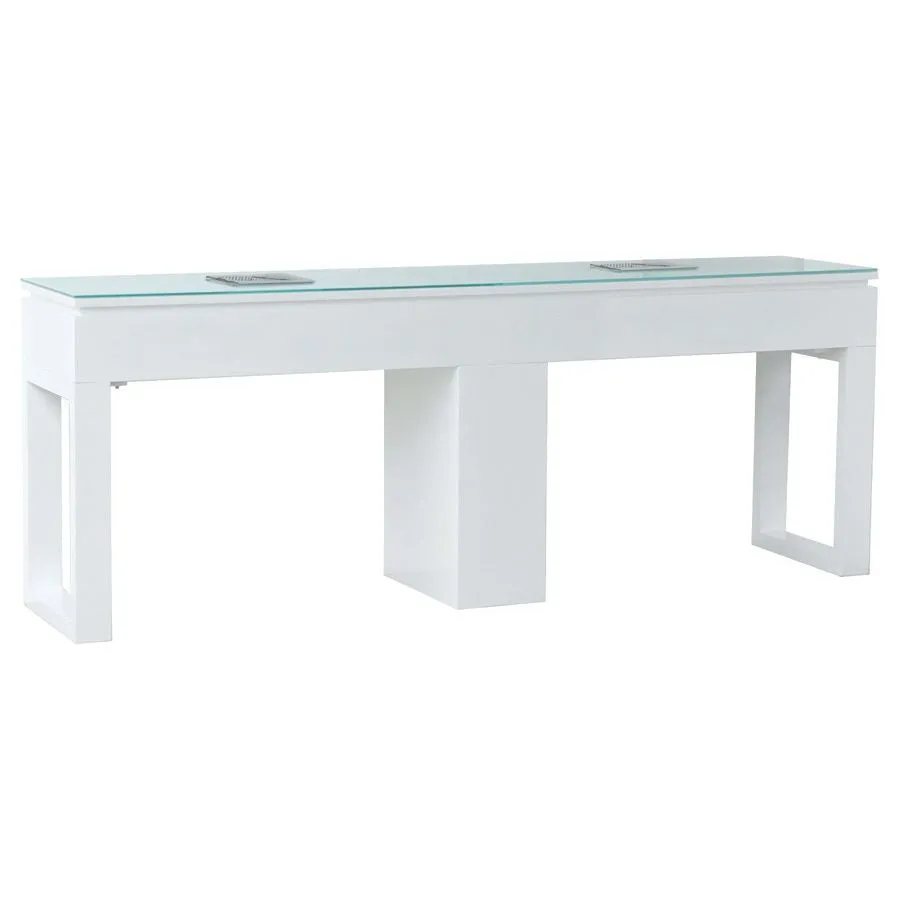 Whale Spa Valentino Lux Double Glass Top Manicure Table with 5% Off Tech Stools