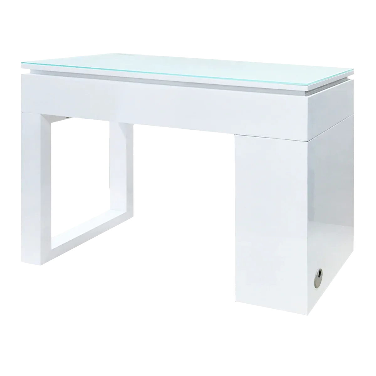 Whale Spa Valentino Lux Manicure Table with Modern Glass Top