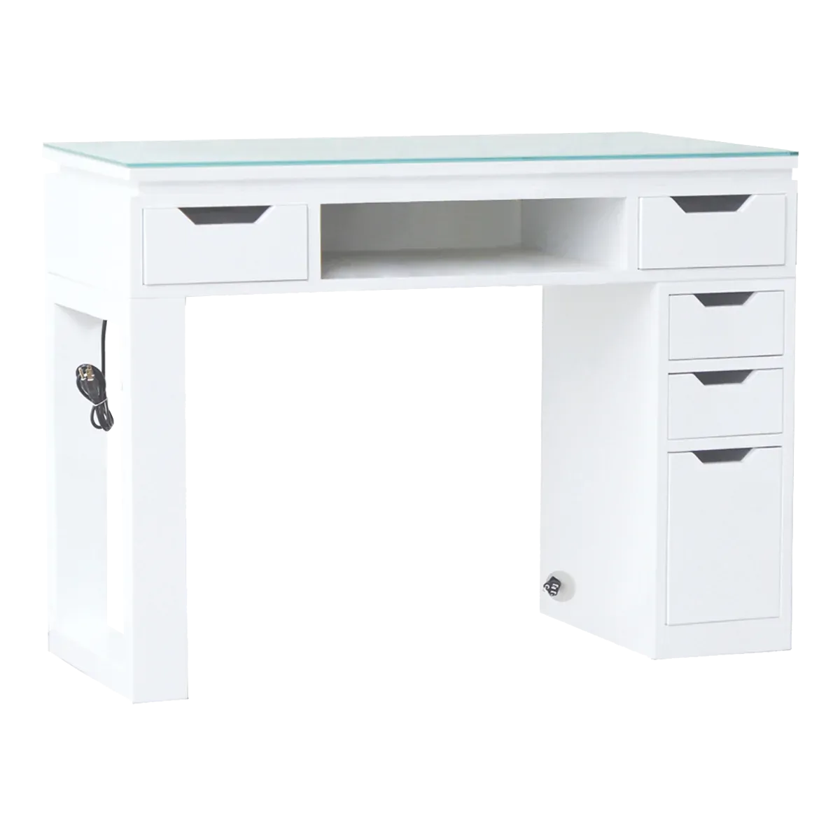 Whale Spa Valentino Lux Manicure Table with Modern Glass Top