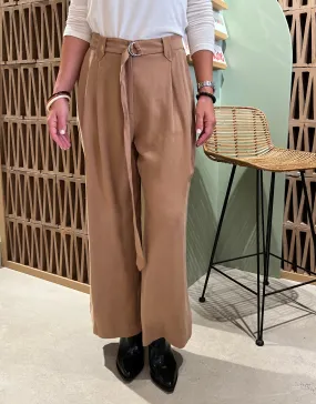 WIDE LEG PANTS WITH BELT "PASAS" CAMEL