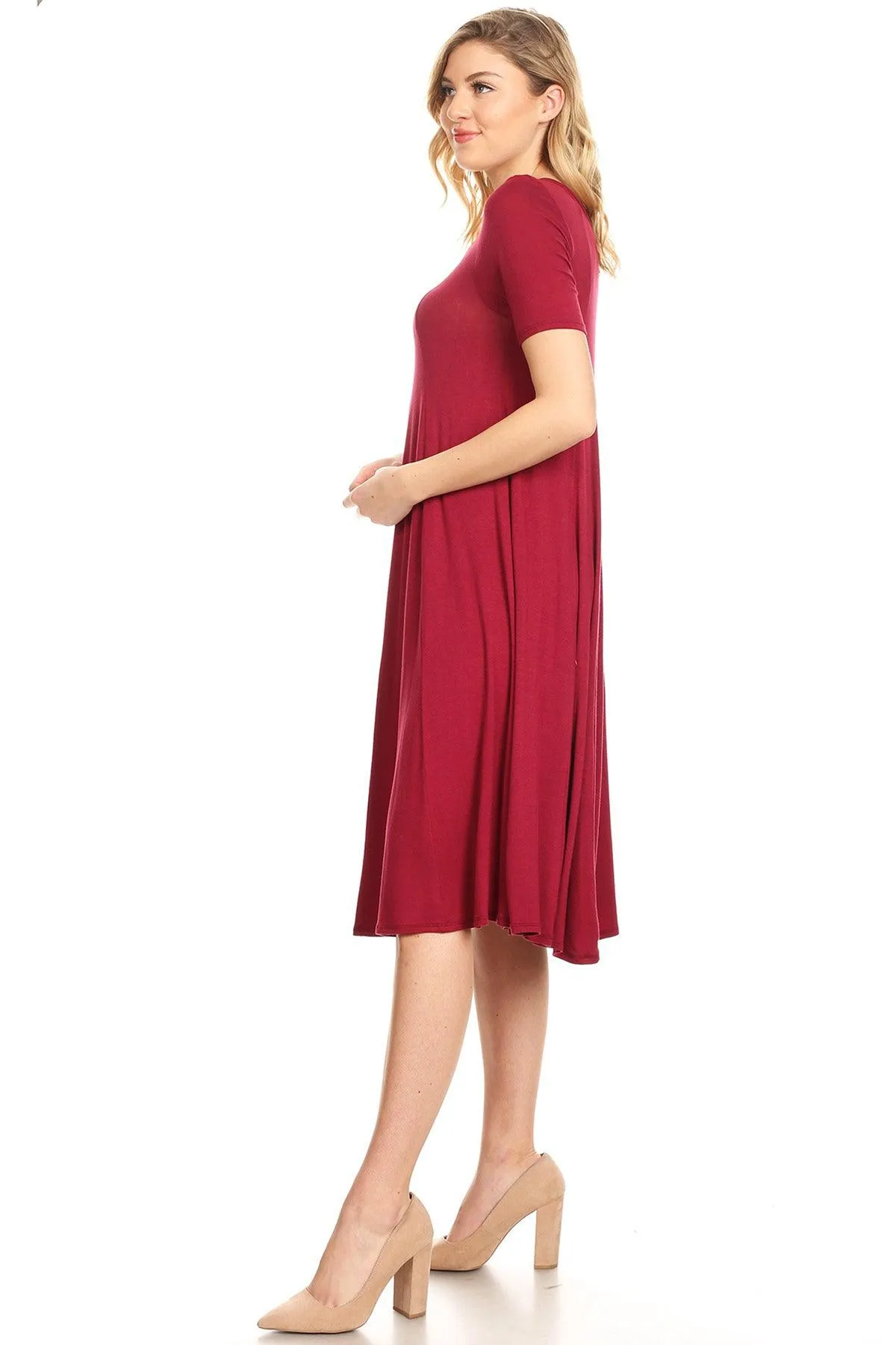 Women's A-Line Short Sleeve Jersey Knit Relaxed Fit Maternity Dress S-3XL