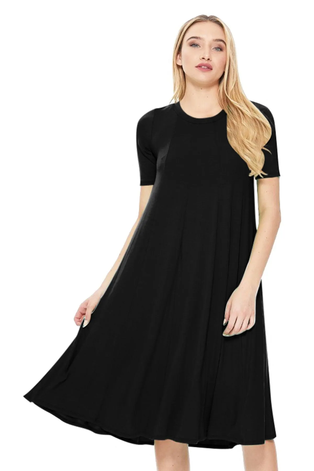 Women's A-Line Short Sleeve Jersey Knit Relaxed Fit Maternity Dress S-3XL