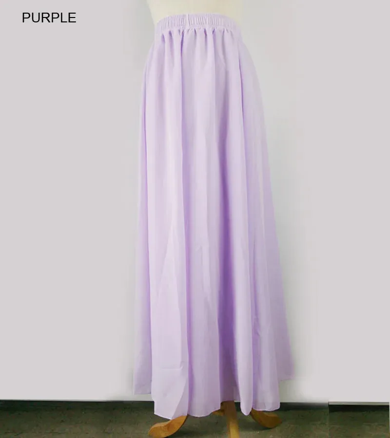 Women's Elegant High Waist Chiffon Skirt Elastic Waist Casual Long Maxi Skirts Saias 80/90/100cm 22 Color 2020 Summer Autumn New