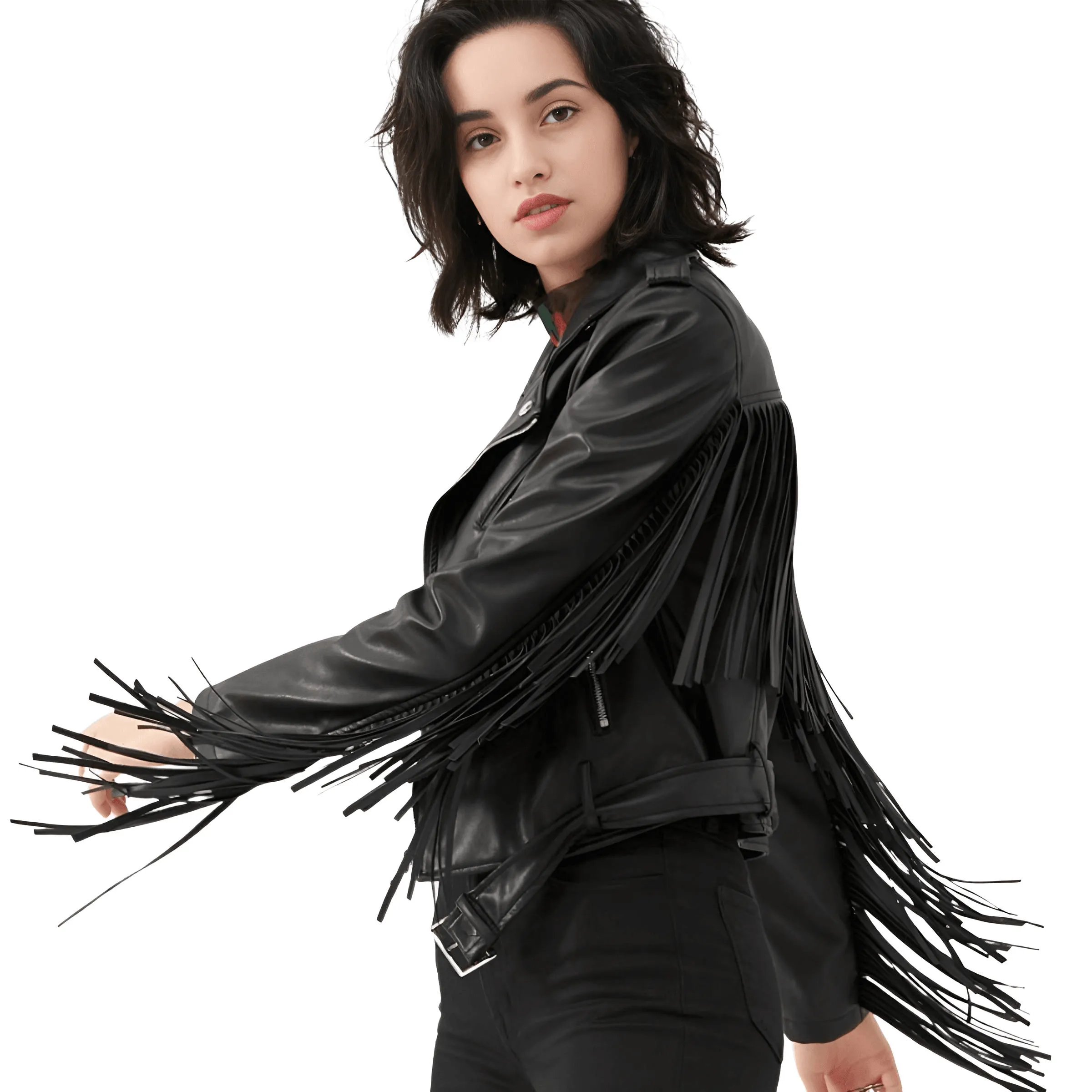 Women's Fringe Leather Jacket