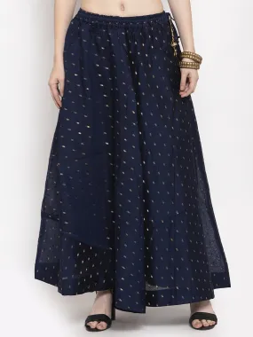 Women'S Navy Blue Zari Maxi Skirt