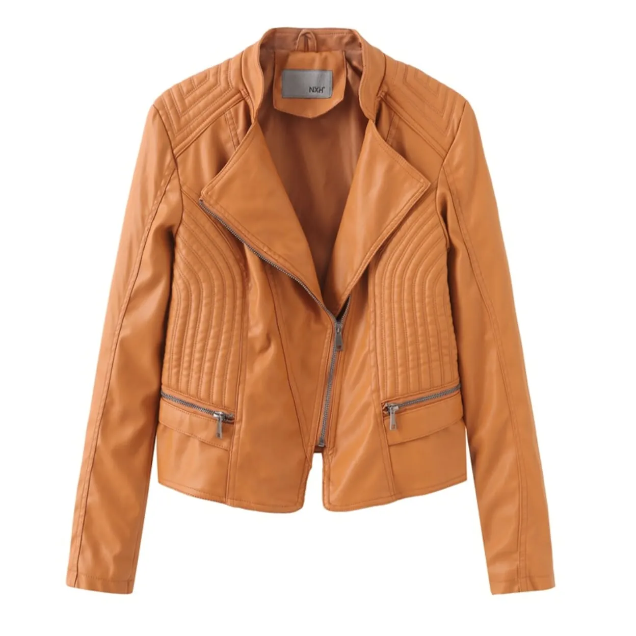 Womens Slim Fit Cropped Biker Jacket