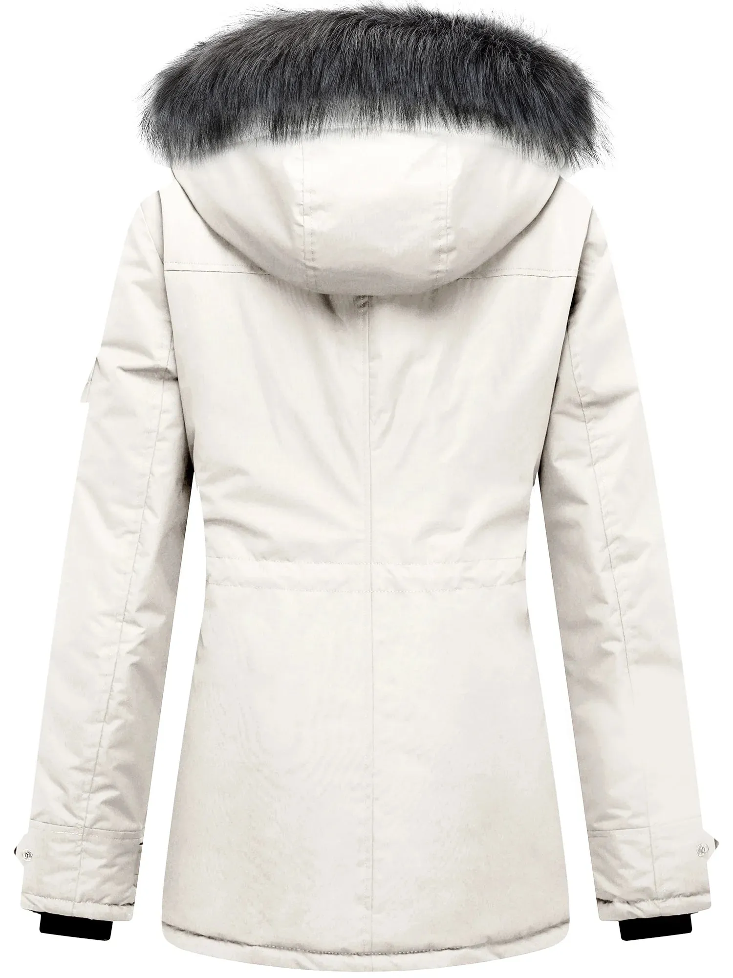 Women'S Winter Coat Thicken Winter Jacket with Detachable Hood Quilted Parka Coat Beige L