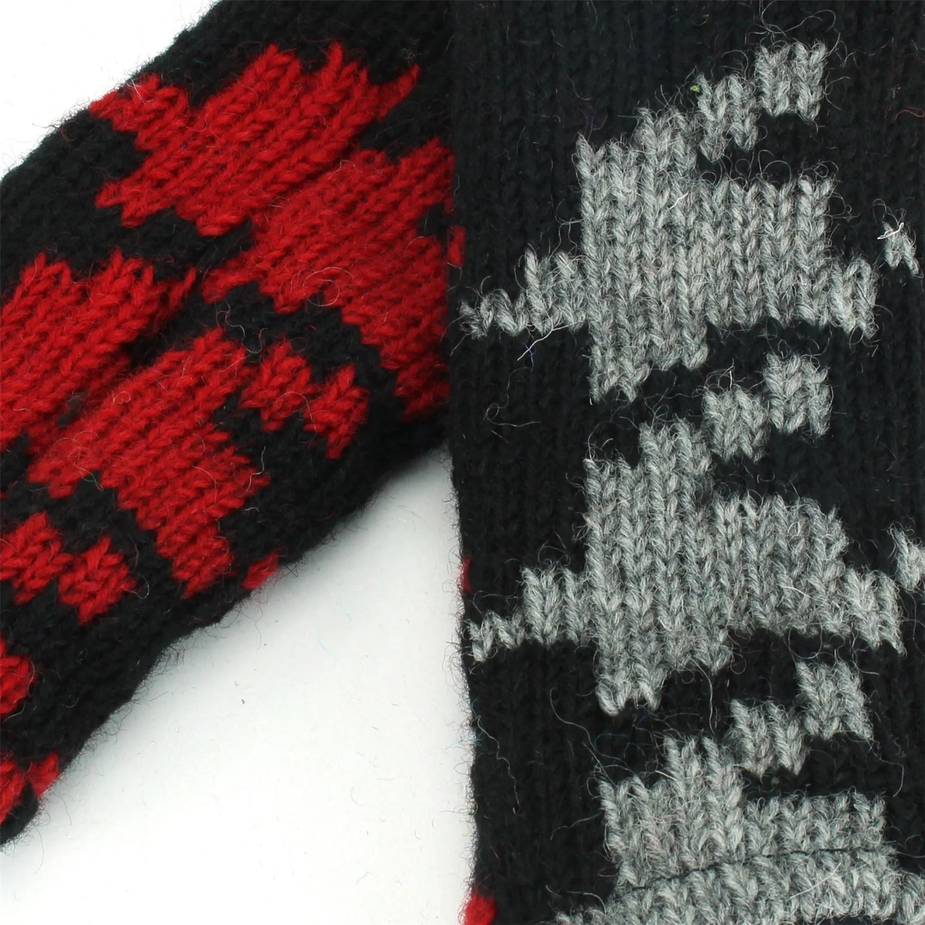 Wool Knit Arm Warmer - Red Houndstooth