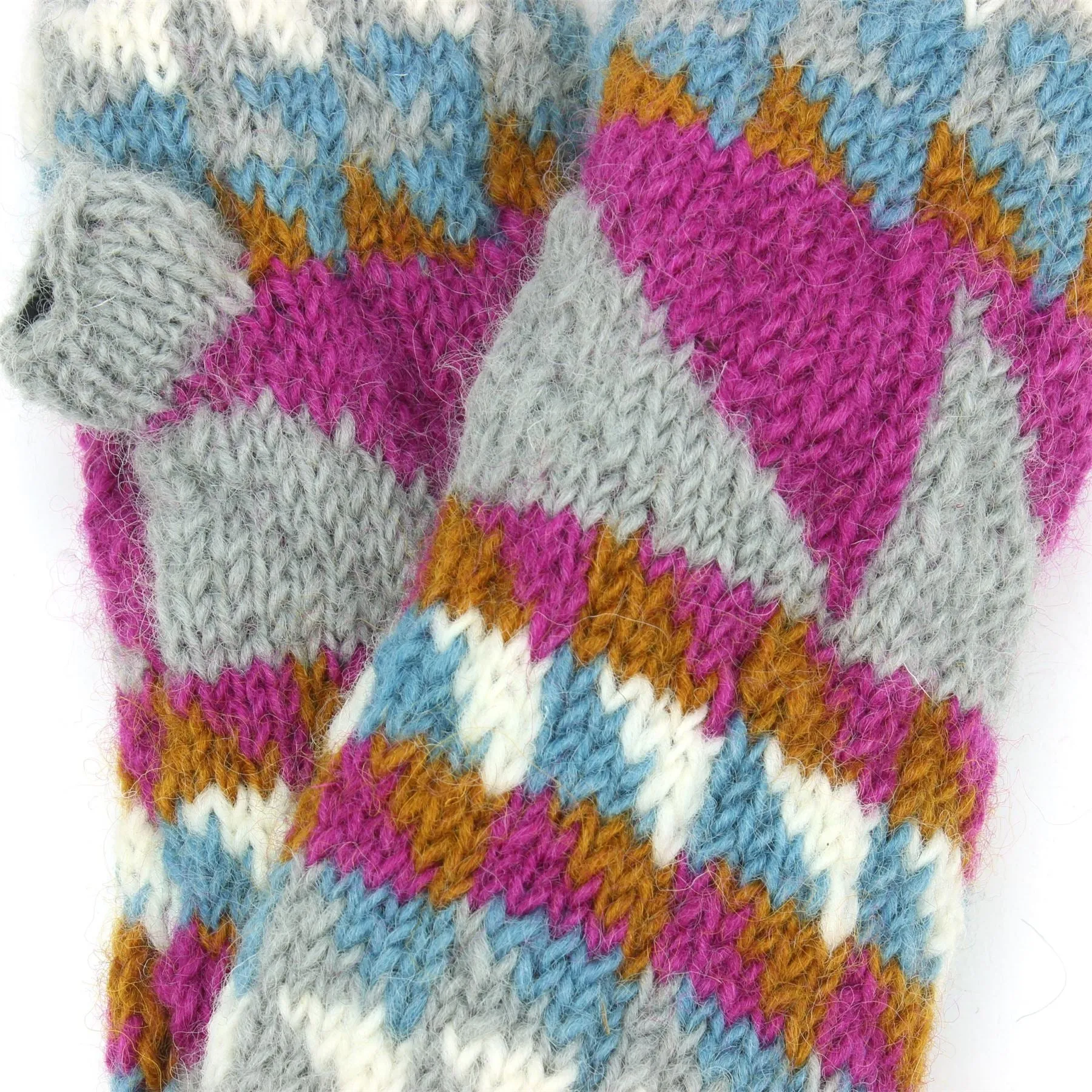 Wool Knit Arm Warmer - Triangles - Pink