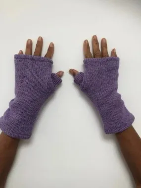 Wool Knit Fleece Lined  Wrist Warmers - Plain Lilac