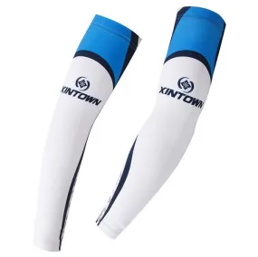 XINTOWN White Blue Stripe Cycling Arm Warmers